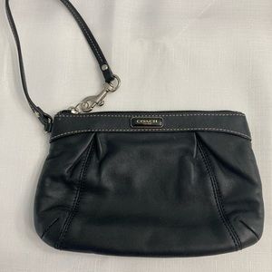 Black leather Coach wristlet purse